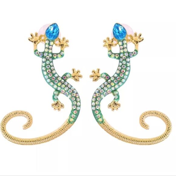 NWOT Rhinestone Gecko Earrings - Picture 1 of 3